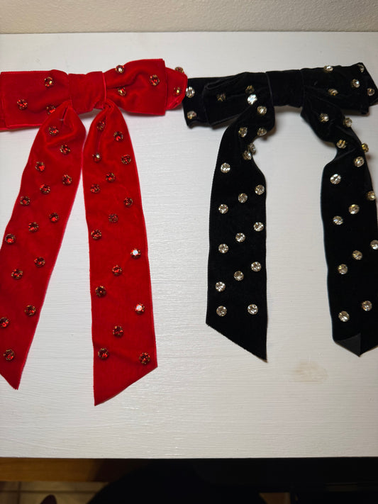 Velvet Rhinestone Bow