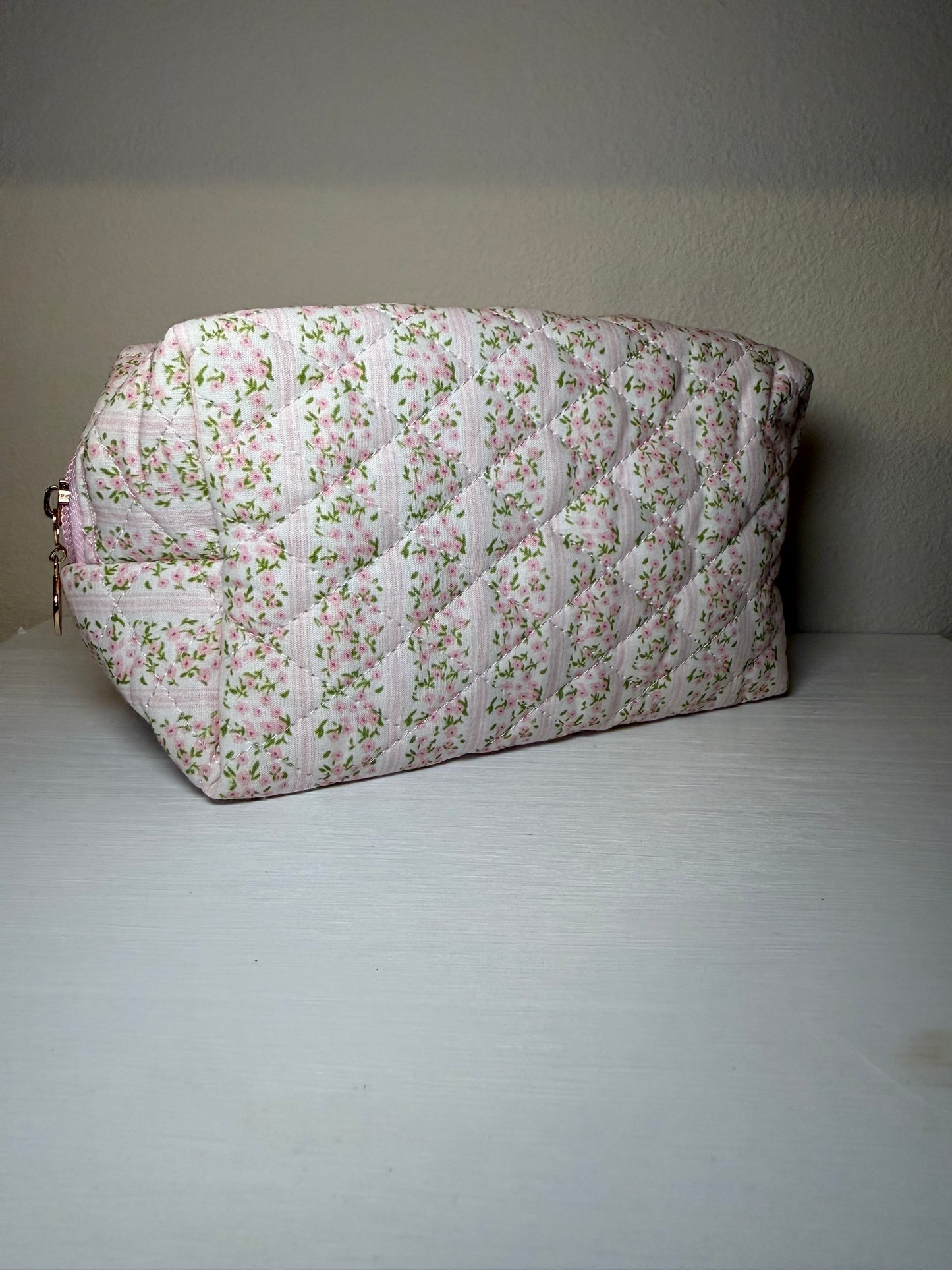Floral Quilted Cosmetic Pouch