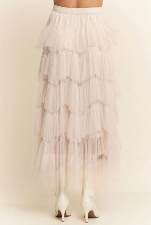 Tiered Ruffle Midi Skirt