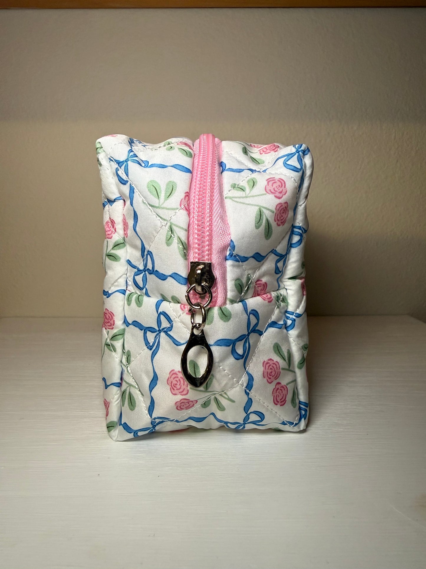 Pink Rose & Bow Cosmetic Pouch