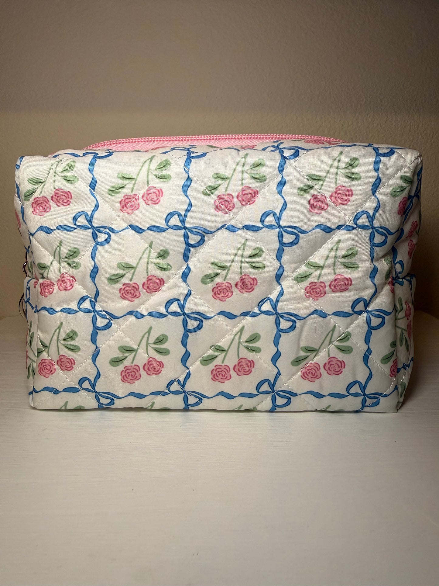 Pink Rose & Bow Cosmetic Pouch