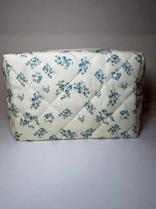 Blue Blossom Quilted Pouch