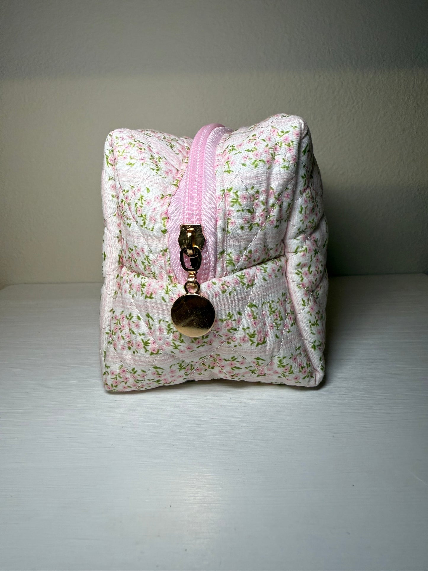 Floral Quilted Cosmetic Pouch