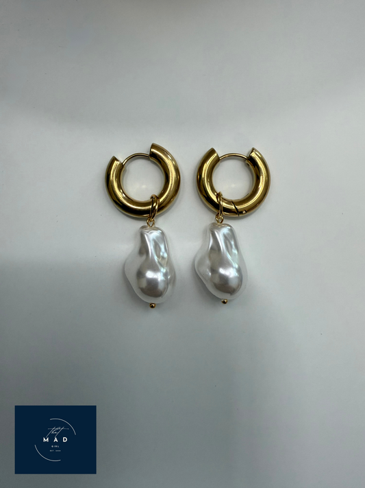 Pearl Drop Hoops