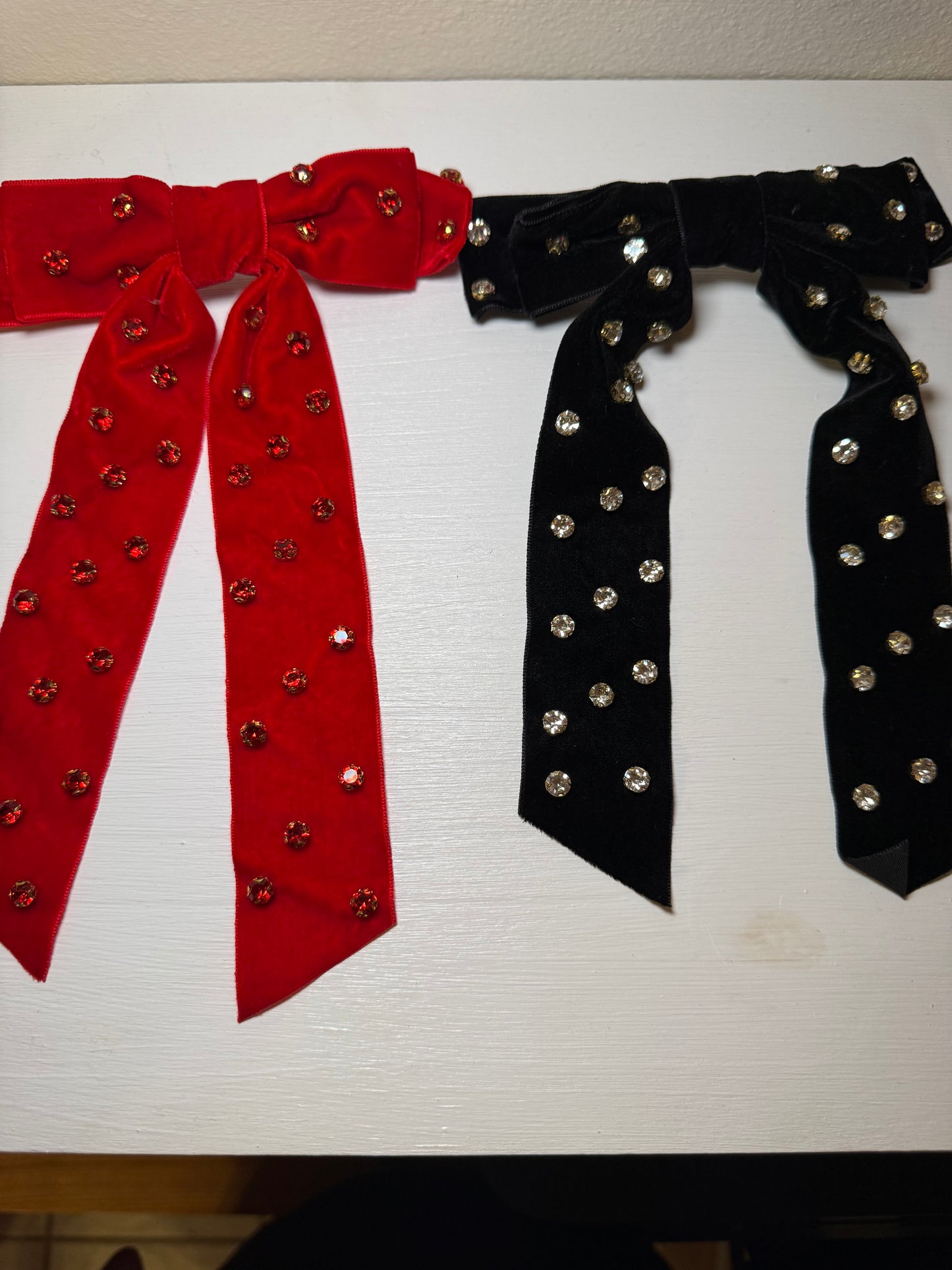 Velvet Rhinestone Bow