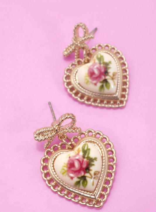 Porcelain Heart Earrings