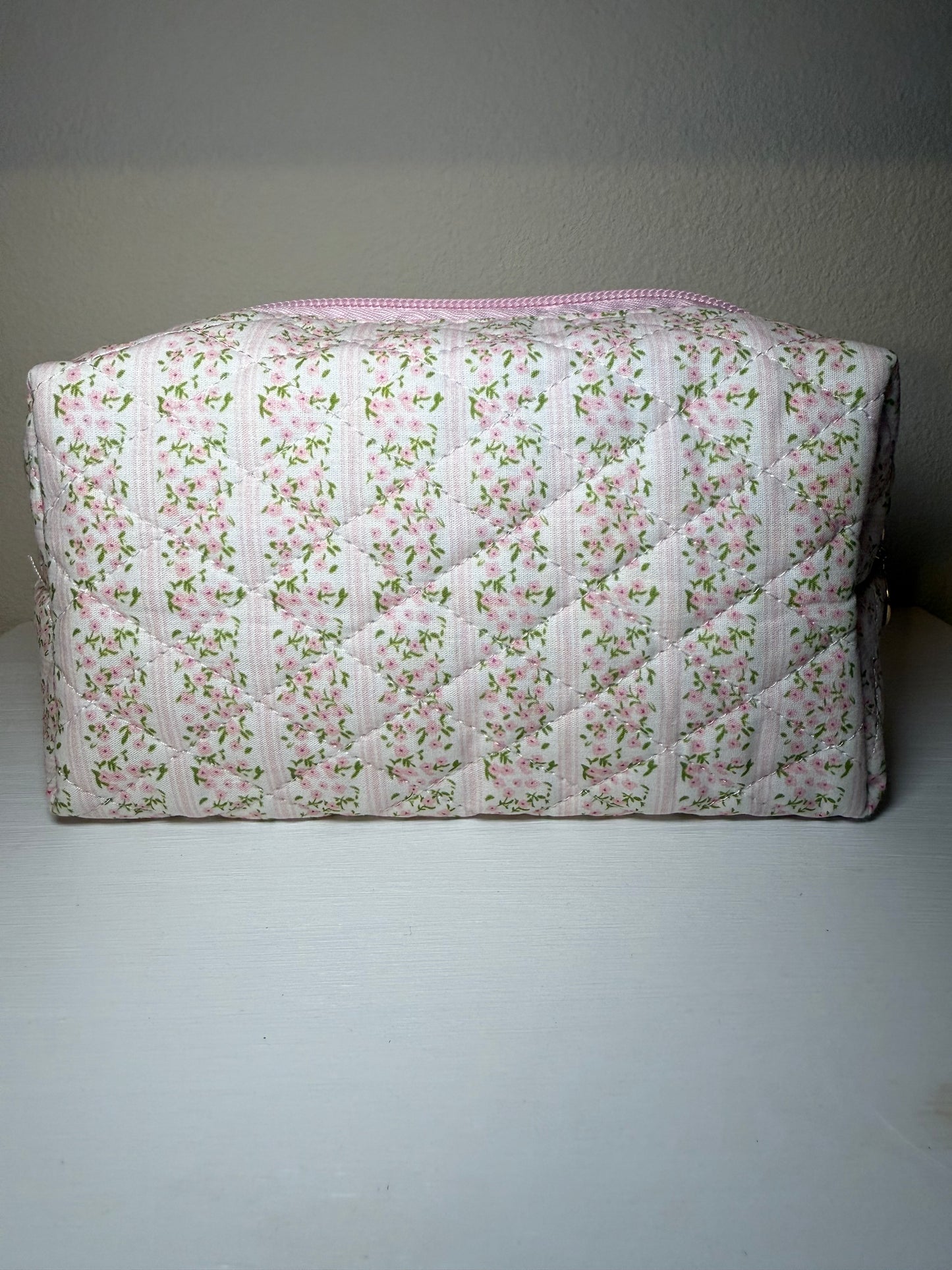 Floral Quilted Cosmetic Pouch