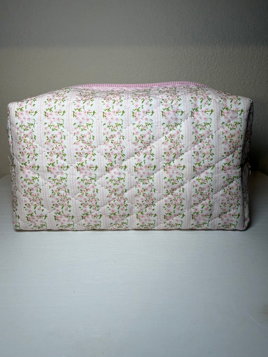 Floral Quilted Cosmetic Pouch