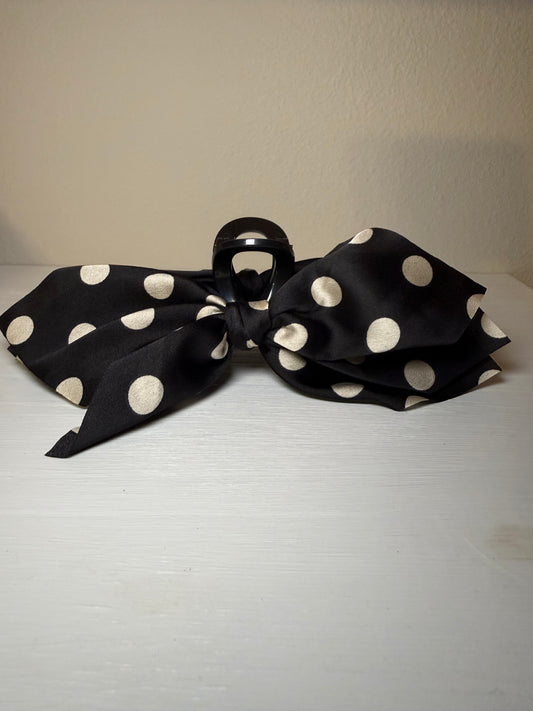 Black & Cream Polka Dot Claw Clip