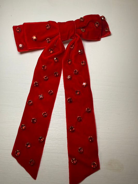 Velvet Rhinestone Bow