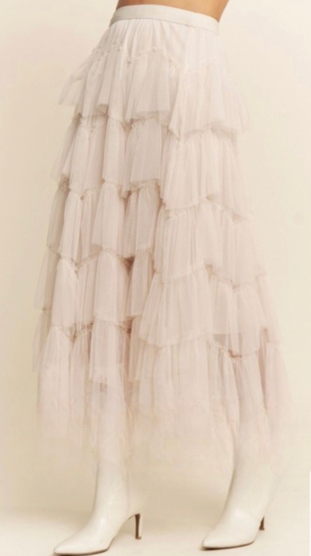 Tiered Ruffle Midi Skirt