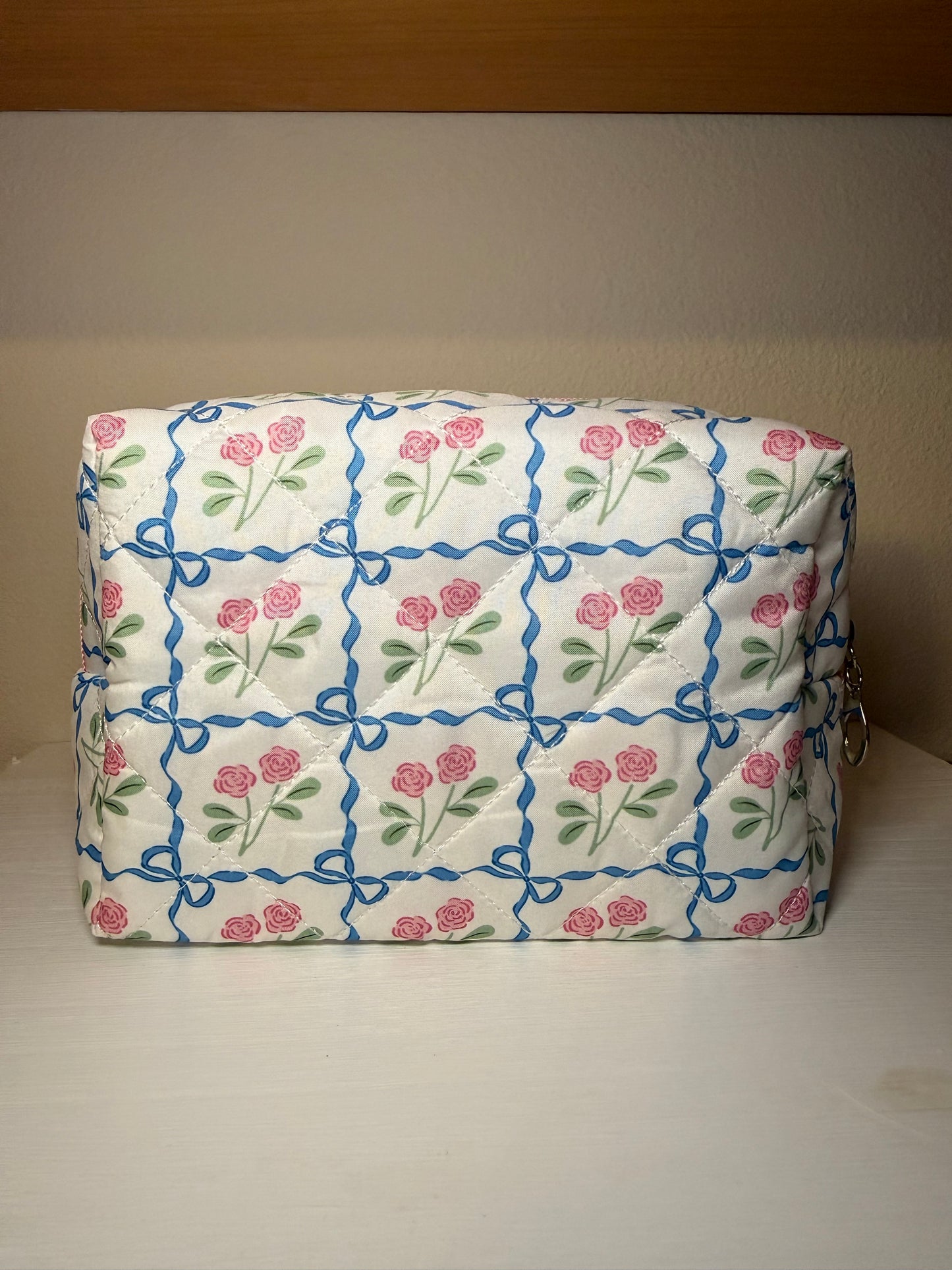 Pink Rose & Bow Cosmetic Pouch