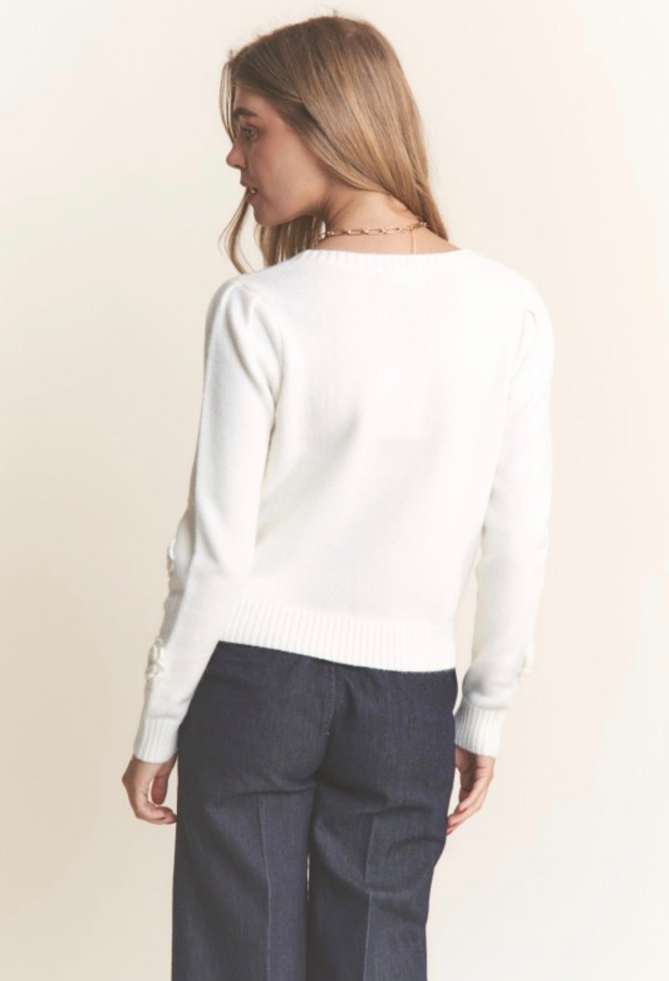 Floral Pearl Knit Sweater